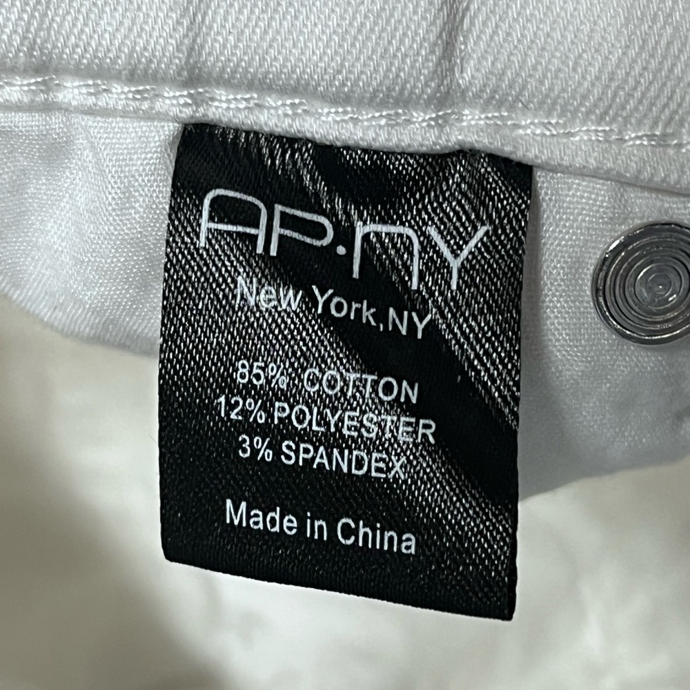NWT APNY | Southwestern Cuff Cropped Straight Pull On White Denim Jeans 10‎ - Picture 8 of 10